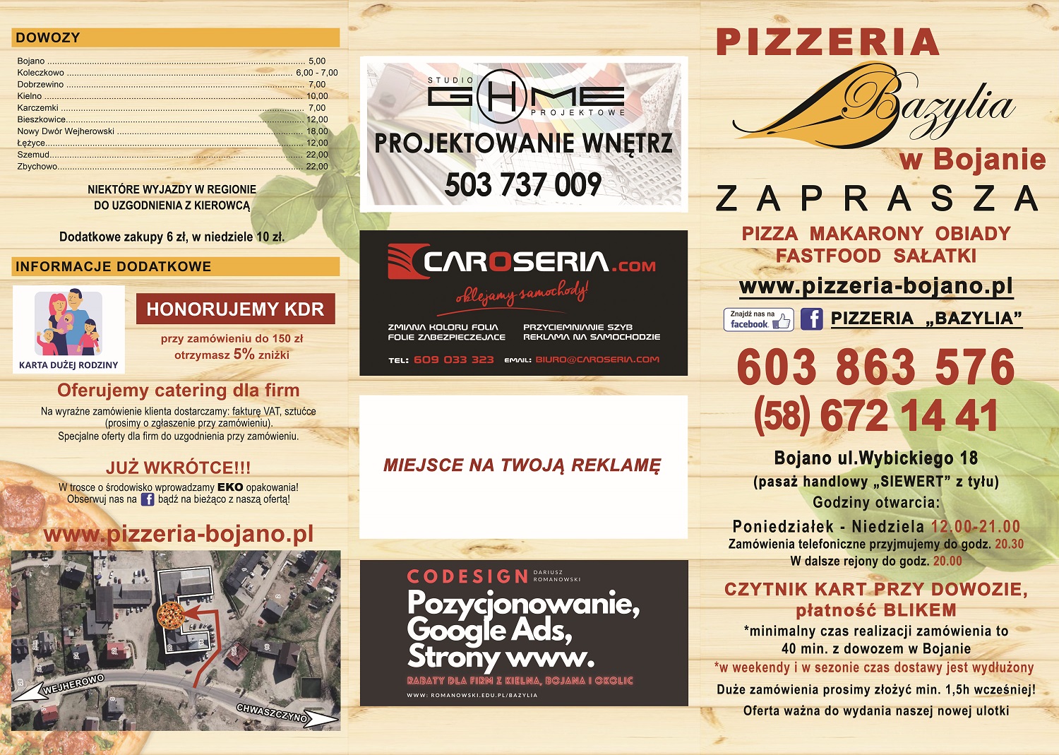 Menu pizzerii część druga