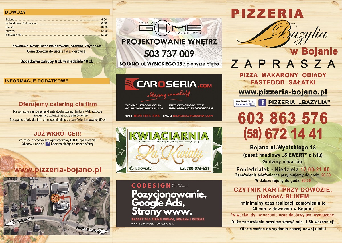 Menu pizzerii część druga